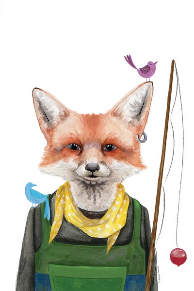 Fishing Fox by Rachel Nieman multi panel art