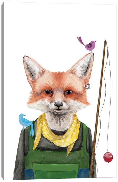 Fishing Fox Canvas Art Print