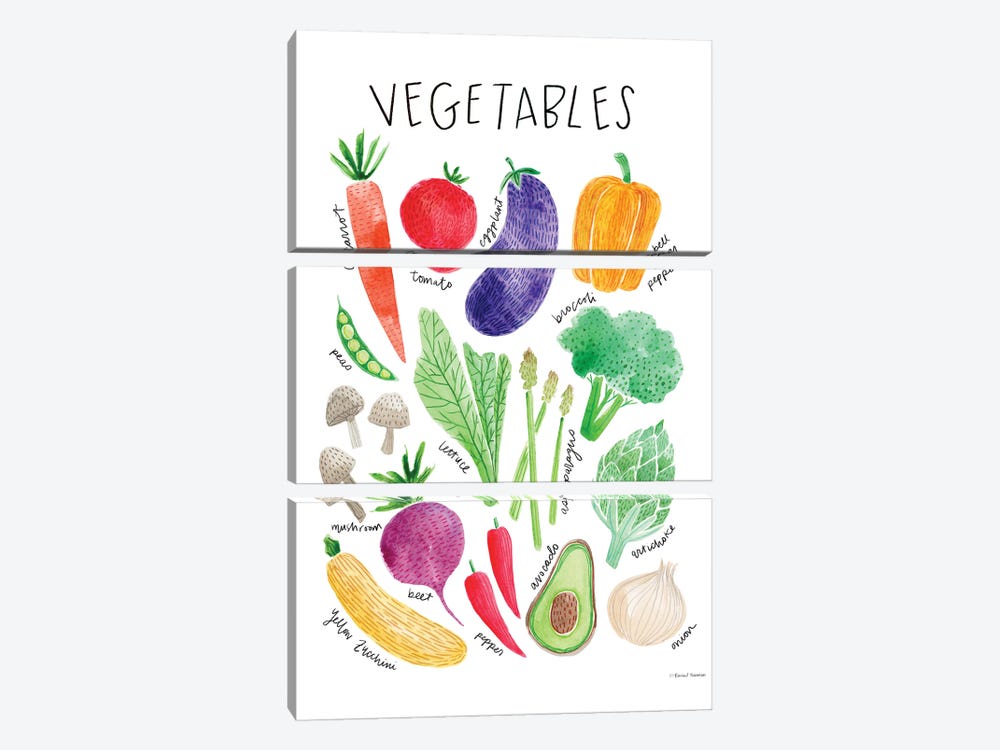 Vegetables by Rachel Nieman 3-piece Canvas Print