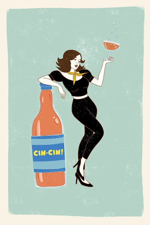 Cin Cin Vintage Italian Poster by Rachel Nieman wall art