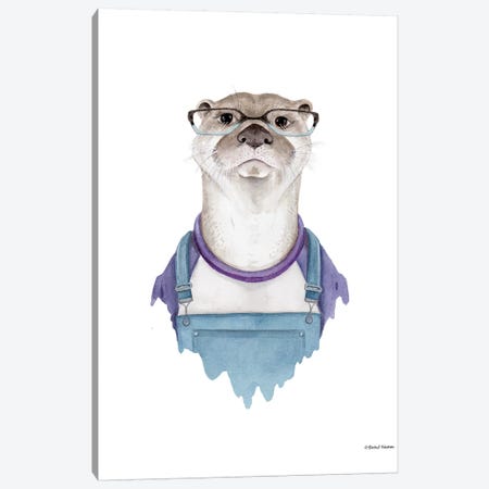 Otter In Overalls Canvas Print #RNI19} by Rachel Nieman Canvas Artwork