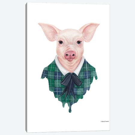 Pig In Plaid Canvas Print #RNI20} by Rachel Nieman Canvas Print