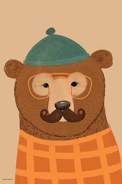 Canvas Art Prints: Hipster Bear Disguise by Rachel Nieman