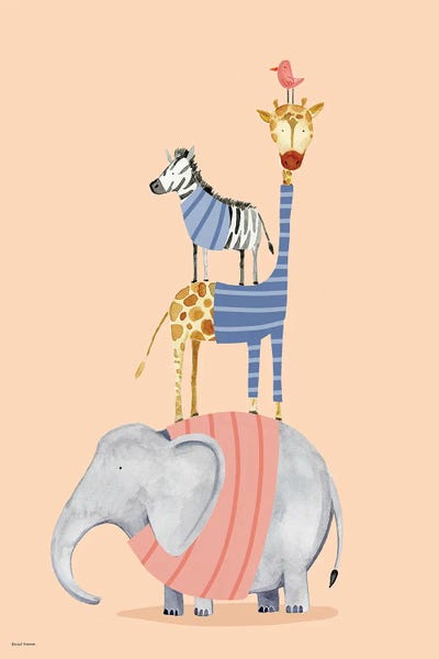 Canvas Art Prints: Stacked Safari Animals by Rachel Nieman
