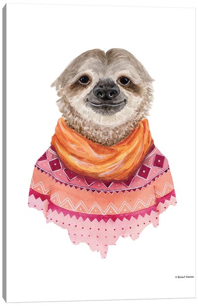 Sloth In A Sweater Canvas Art Print