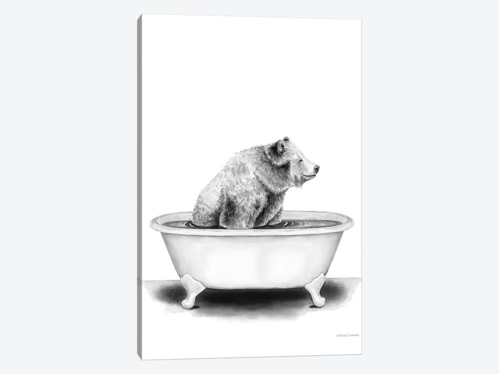 Bear in Tub by Rachel Nieman 1-piece Canvas Art Print