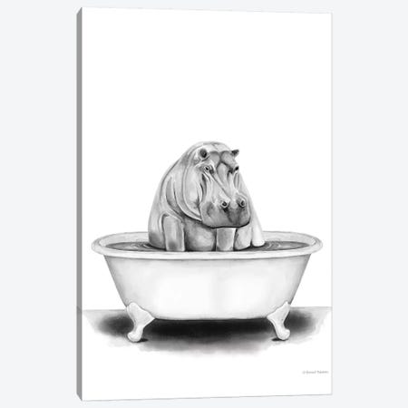 Hippo in Tub Canvas Print #RNI40} by Rachel Nieman Canvas Art Print