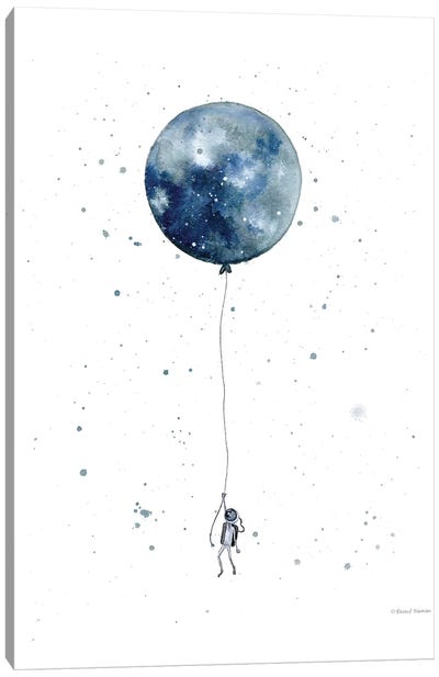 Moon Balloon Canvas Art Print - Astronaut Art