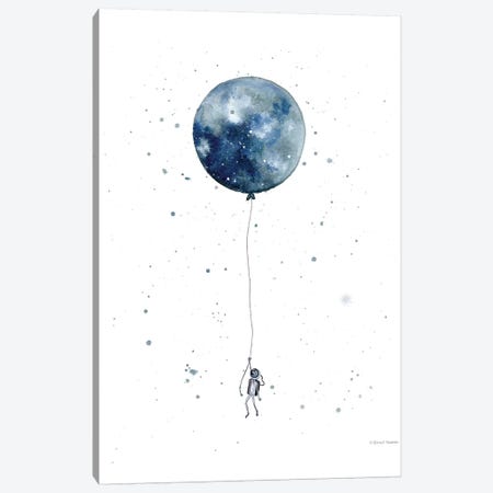 Moon Balloon Canvas Print #RNI41} by Rachel Nieman Art Print