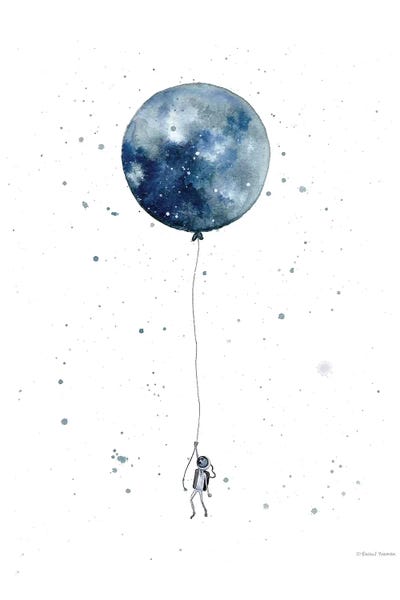 Kids Astronomy & Space Art: Moon Balloon by Rachel Nieman