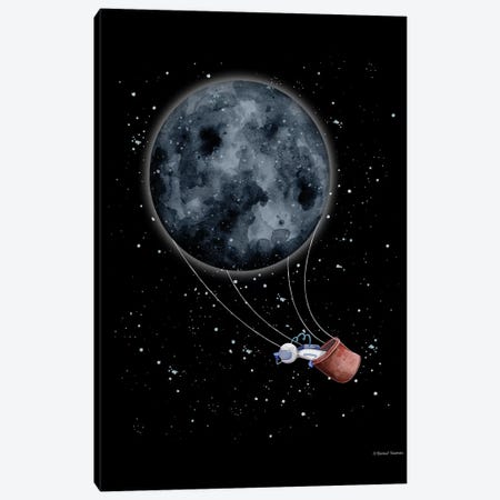 Moon Hot Air Balloon Canvas Print #RNI42} by Rachel Nieman Canvas Print