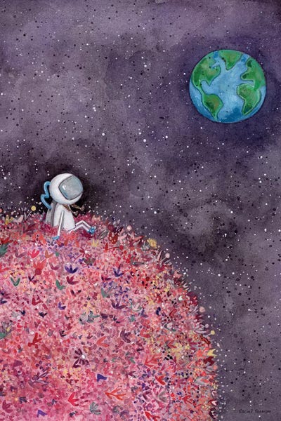 Kids Astronomy & Space Art: Sitting on a Flower Moon by Rachel Nieman