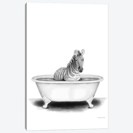 Zebra in Tub Canvas Print #RNI47} by Rachel Nieman Canvas Wall Art