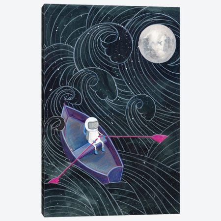 Boat to the Moon Canvas Print #RNI59} by Rachel Nieman Canvas Artwork