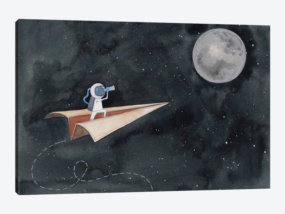 Paper Airplane to the Moon by Rachel Nieman 1-piece Art Print