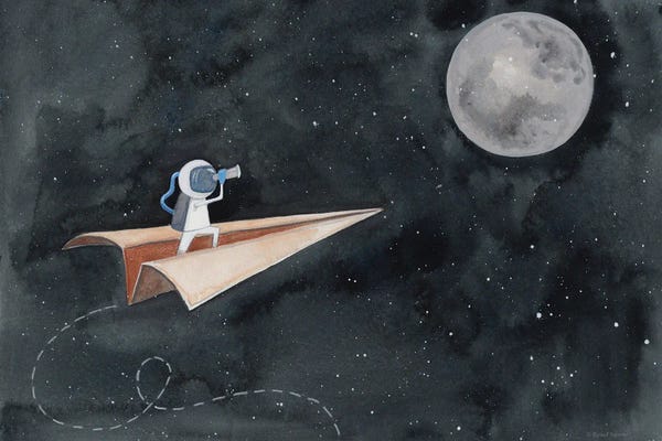 Kids Astronomy & Space Art: Paper Airplane to the Moon by Rachel Nieman