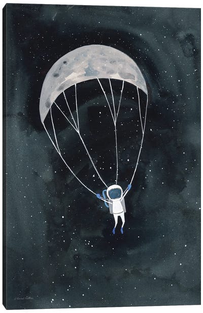 Parachute Moon Canvas Art Print - Crescent Moon Art