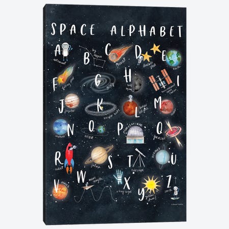 Space Alphabet Canvas Print #RNI65} by Rachel Nieman Canvas Wall Art