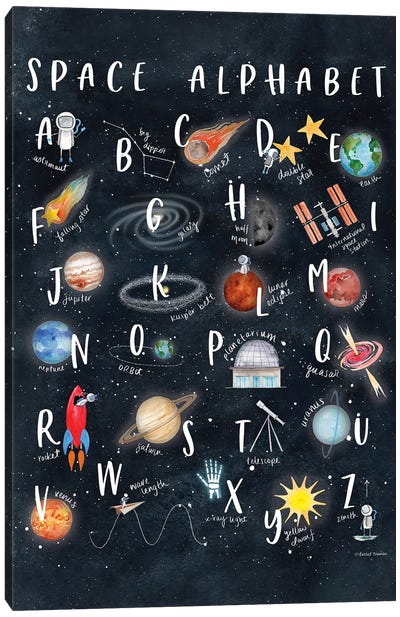 Space Alphabet Canvas Art Print - Full Alphabet Art
