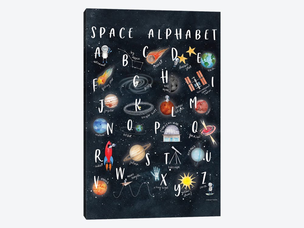 Space Alphabet by Rachel Nieman 1-piece Art Print