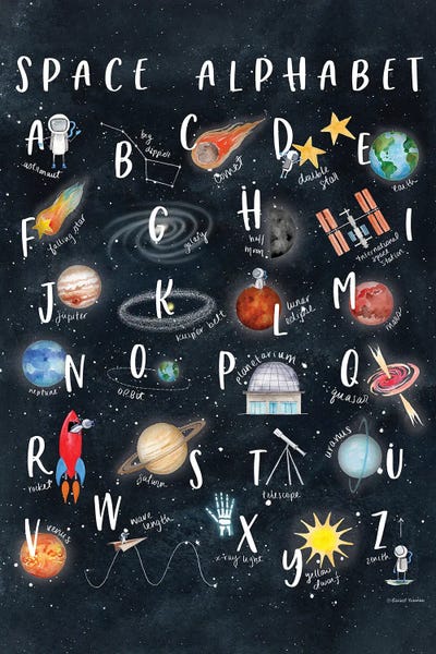 Kids Educational Art: Space Alphabet by Rachel Nieman