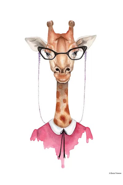 Giraffe In Glasses by Rachel Nieman art print