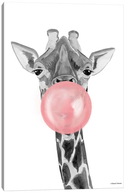 Bubblegum Giraffe Canvas Art Print