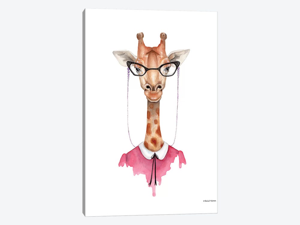 Giraffe In Glasses by Rachel Nieman 1-piece Canvas Print