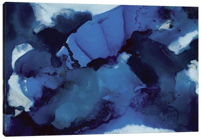 Navy Moonstone Canvas Art Print - Blue Abstract Art