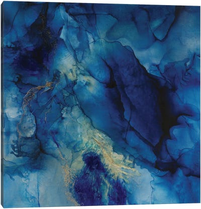 Deep Blue Crystals II Canvas Art Print - Alcohol Ink Art