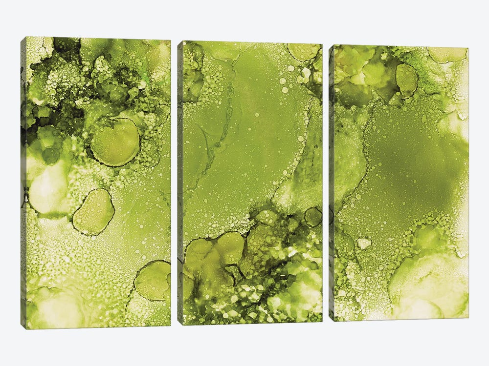 Moss Green Bubbles by Melissa Renee 3-piece Canvas Print