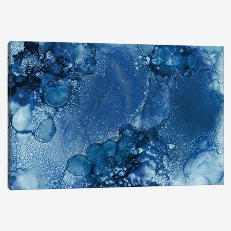 Navy Blue Bubbles Canvas Print #RNM54} by Melissa Renee Canvas Print