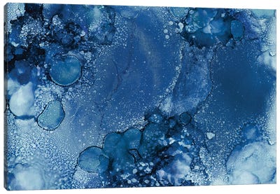 Navy Blue Bubbles Canvas Art Print - Alcohol Ink Art
