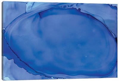 Blue Oval Canvas Art Print - Alcohol Ink Art