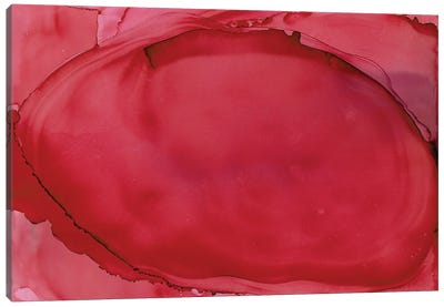 Poppy Oval Canvas Art Print - Red Abstract Art