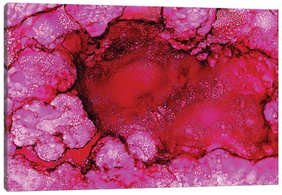 Pink Red Pools Canvas Art Print - Alcohol Ink Art