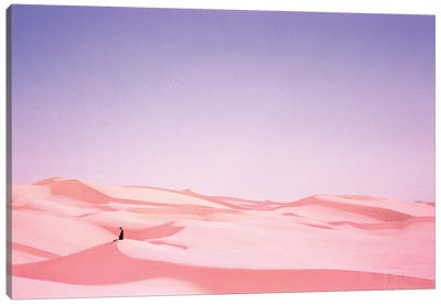 Nude Woman In Pink Desert Sand Canvas Art Print - Ben Renschen