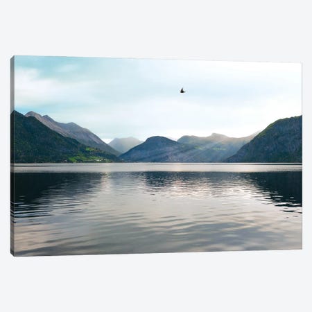 Bird Flies Over Scenic Norwegian Lake Canvas Print #RNN21} by Ben Renschen Canvas Art