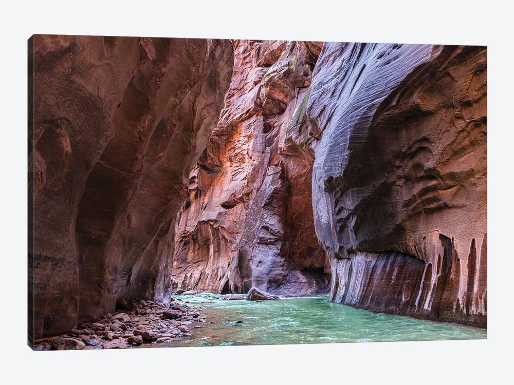 A Riverbend In The Narrows Canyon At Zion National Park, Utah by Ben Renschen 1-piece Canvas Artwork