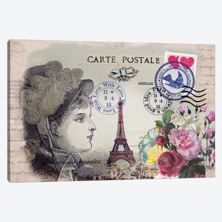 Parisian Postcard #5 Canvas Print #RNO12} by Rnob Canvas Wall Art