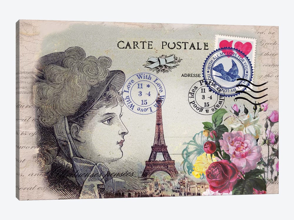 Parisian Postcard #5 by Rnob 1-piece Canvas Art Print