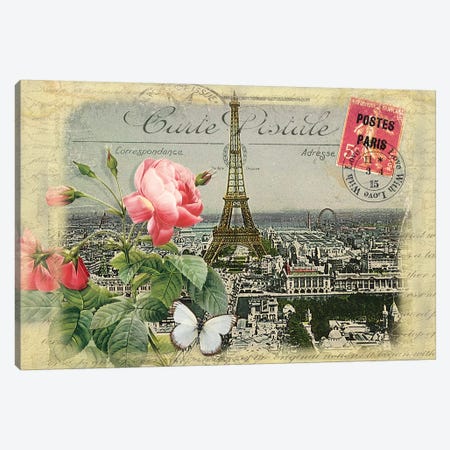 Parisian Postcard #2 Canvas Print #RNO9} by Rnob Canvas Art