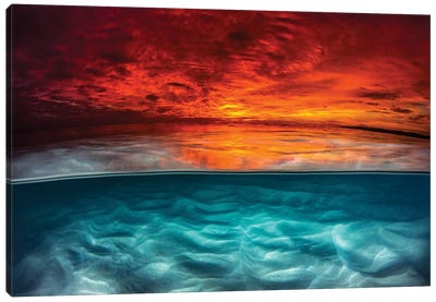 Fire & Ice Canvas Art Print - Lake & Ocean Sunrise & Sunset Art