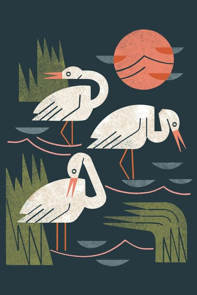 Grasses: Crane Trio by Renea L. Thull