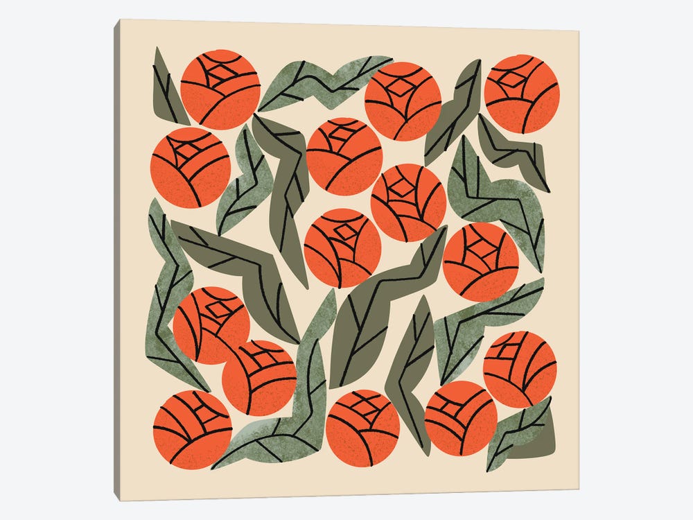 Hot Orange Blooms by Renea L. Thull 1-piece Canvas Art