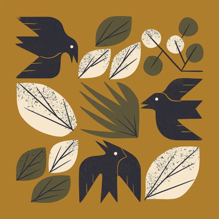 Birds And Leaves Grid