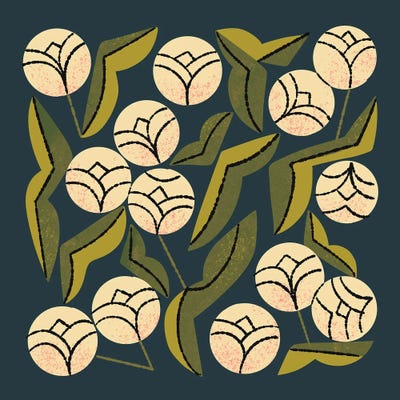 Ivory Blooms by Renea L. Thull framed canvas print