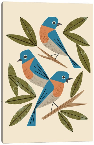 Bluebirds Canvas Art Print - Jay Art
