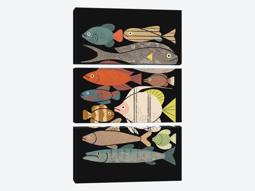 Fish Crowd I by Renea L. Thull 3-piece Canvas Art