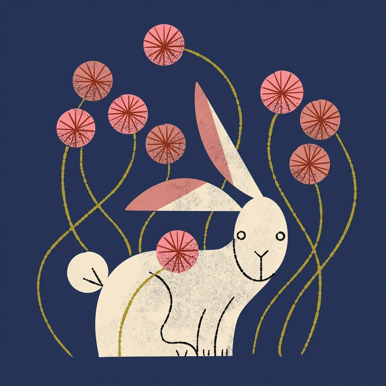 Rabbit And Wildflowers